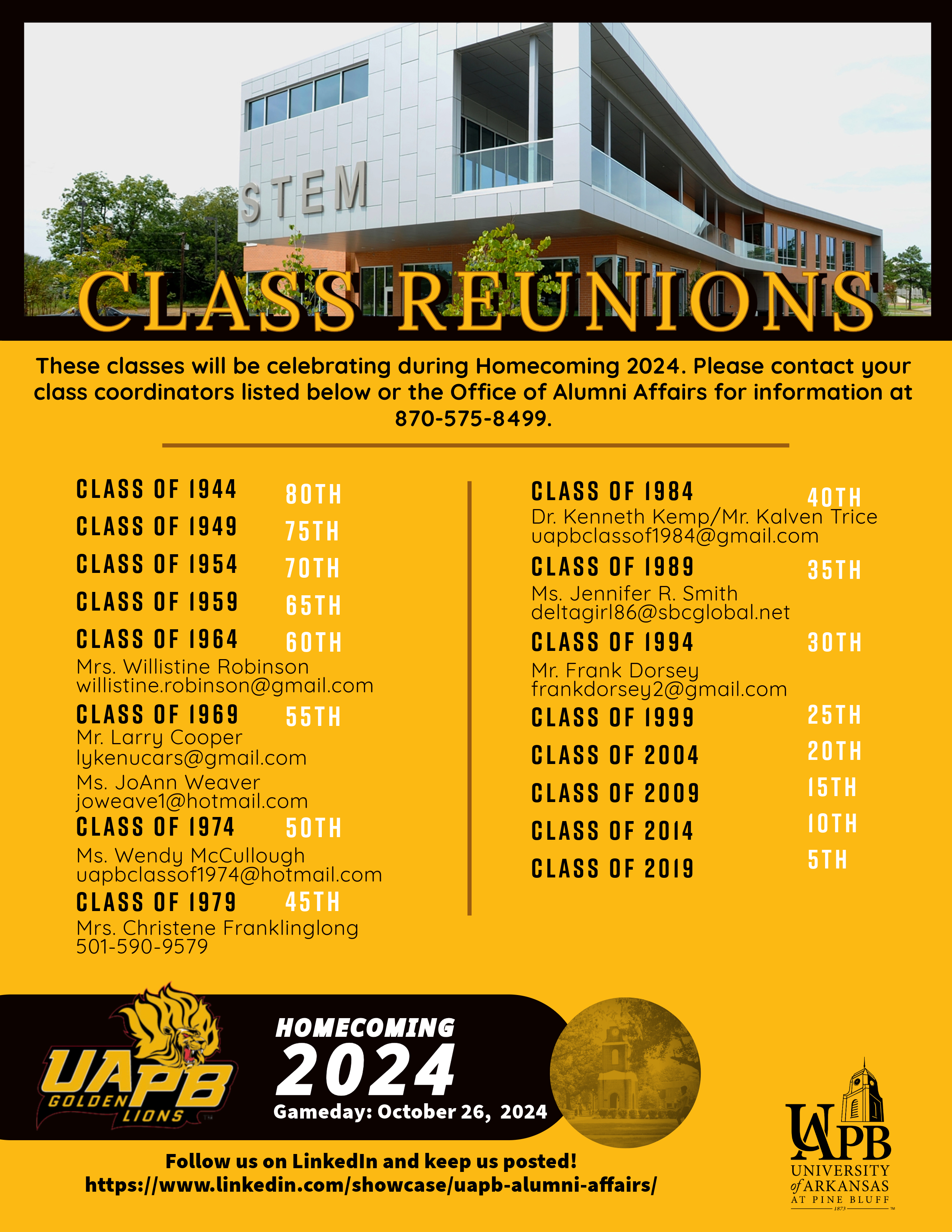 UAPB Homecoming 2024 Class Reunions